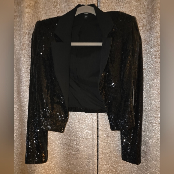 Express Black Sequin Blazer